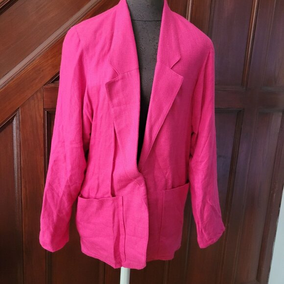 Vintage Aperitif Hot Pink Womens Blazer Jacket Size 6 85% Rayon & 15% Linen Made - Picture 1 of 6